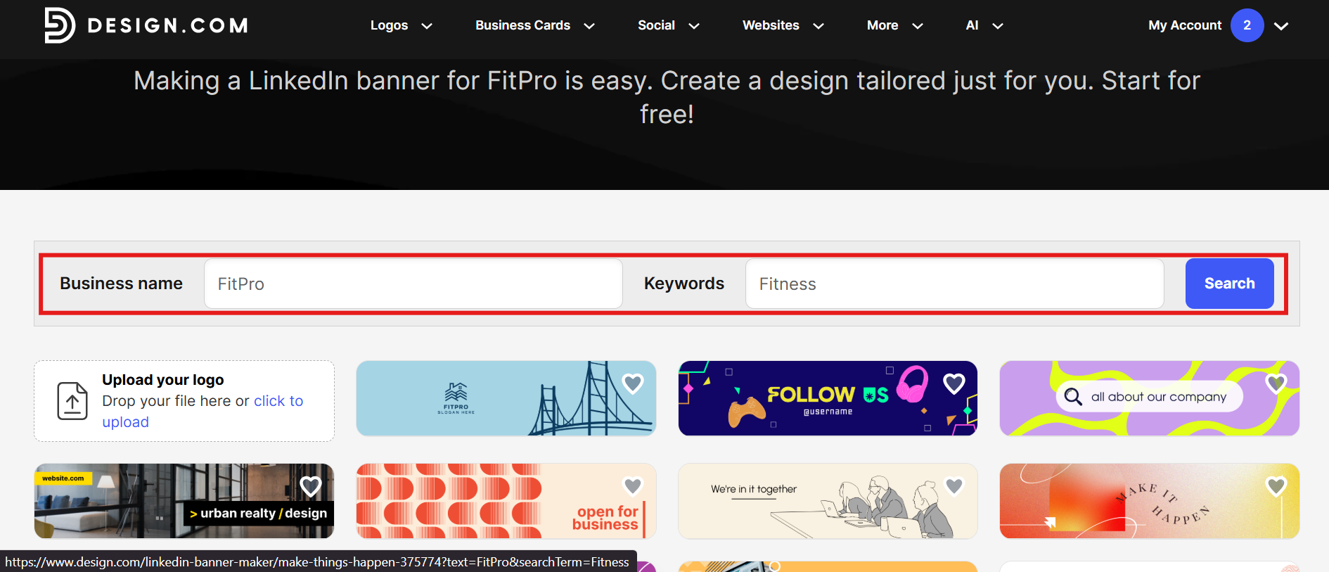 Seleccione la plantilla para una buena foto de portada de LinkedIn