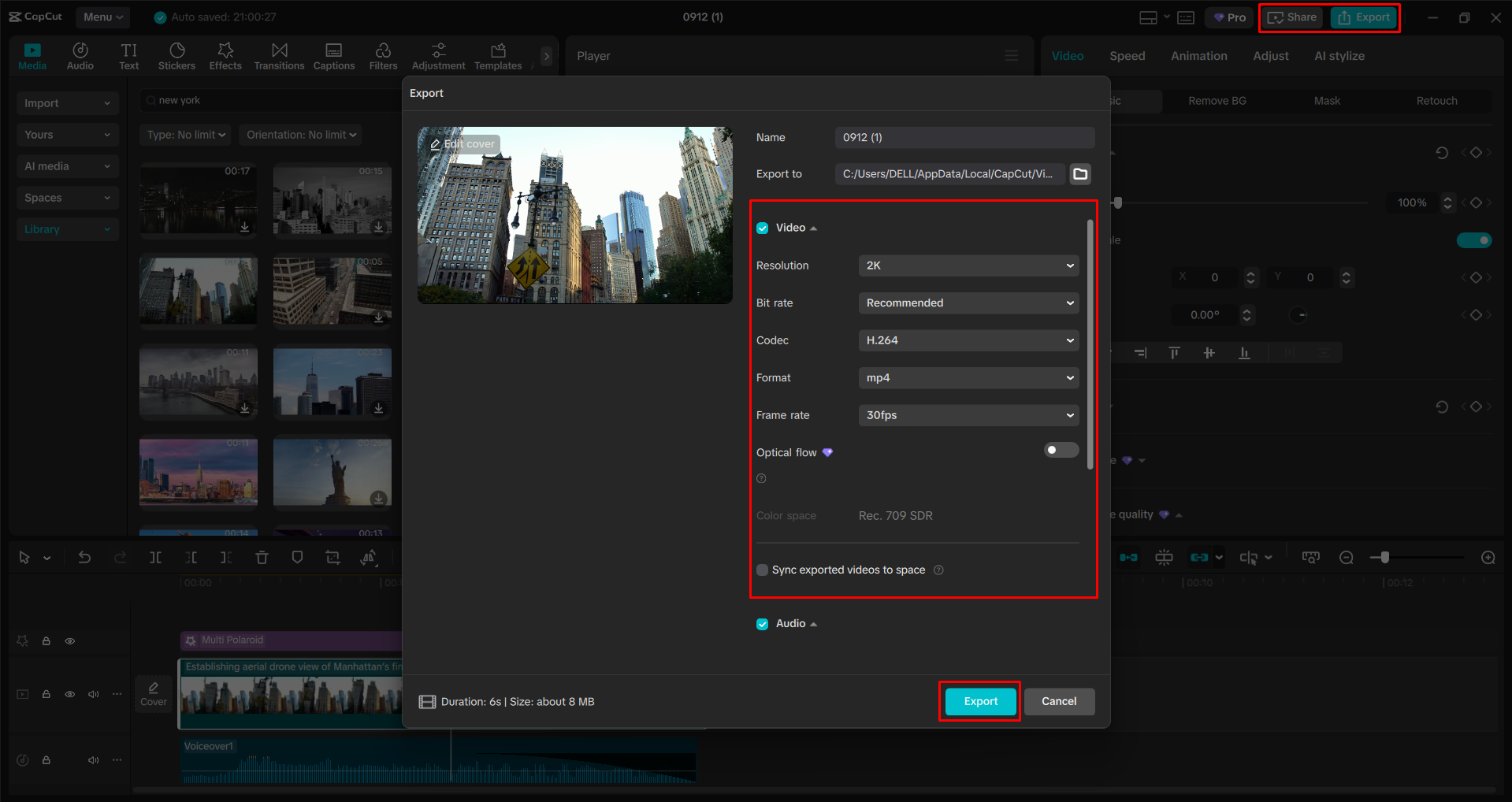 Exportieren eines Videos aus dem CapCut Desktop-Video-Editor