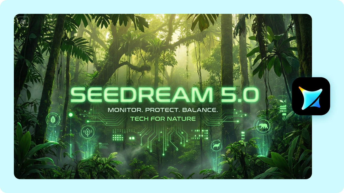 Dreamina Seedream cinematic image generator hero visual showing film-grade lighting and composition