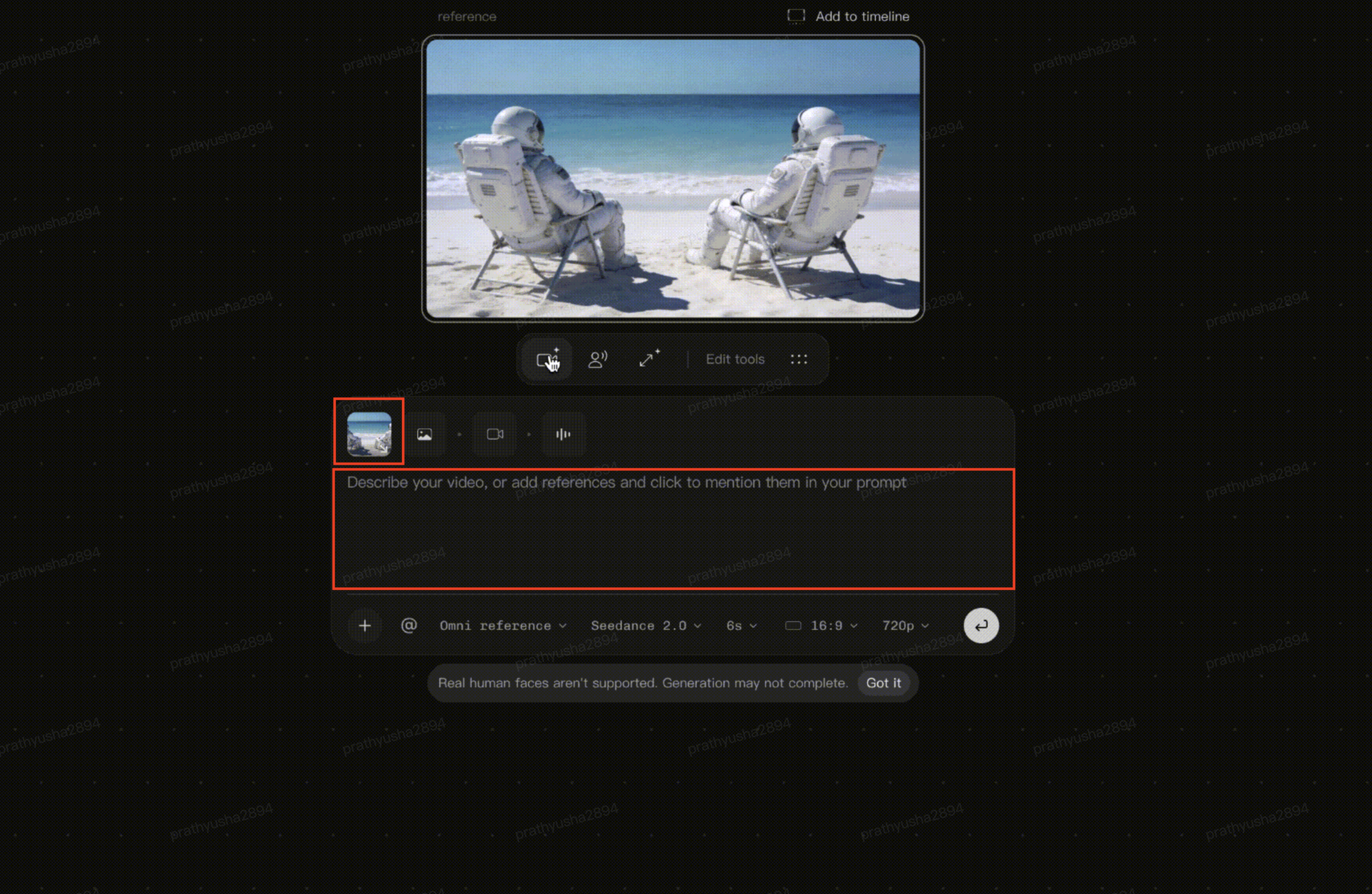 Upload a reference image and enter a prompt