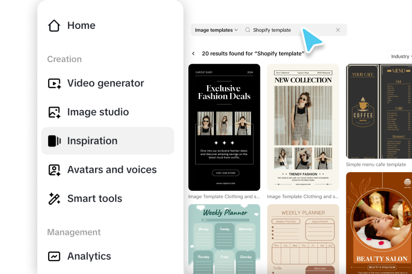 Select template of your style