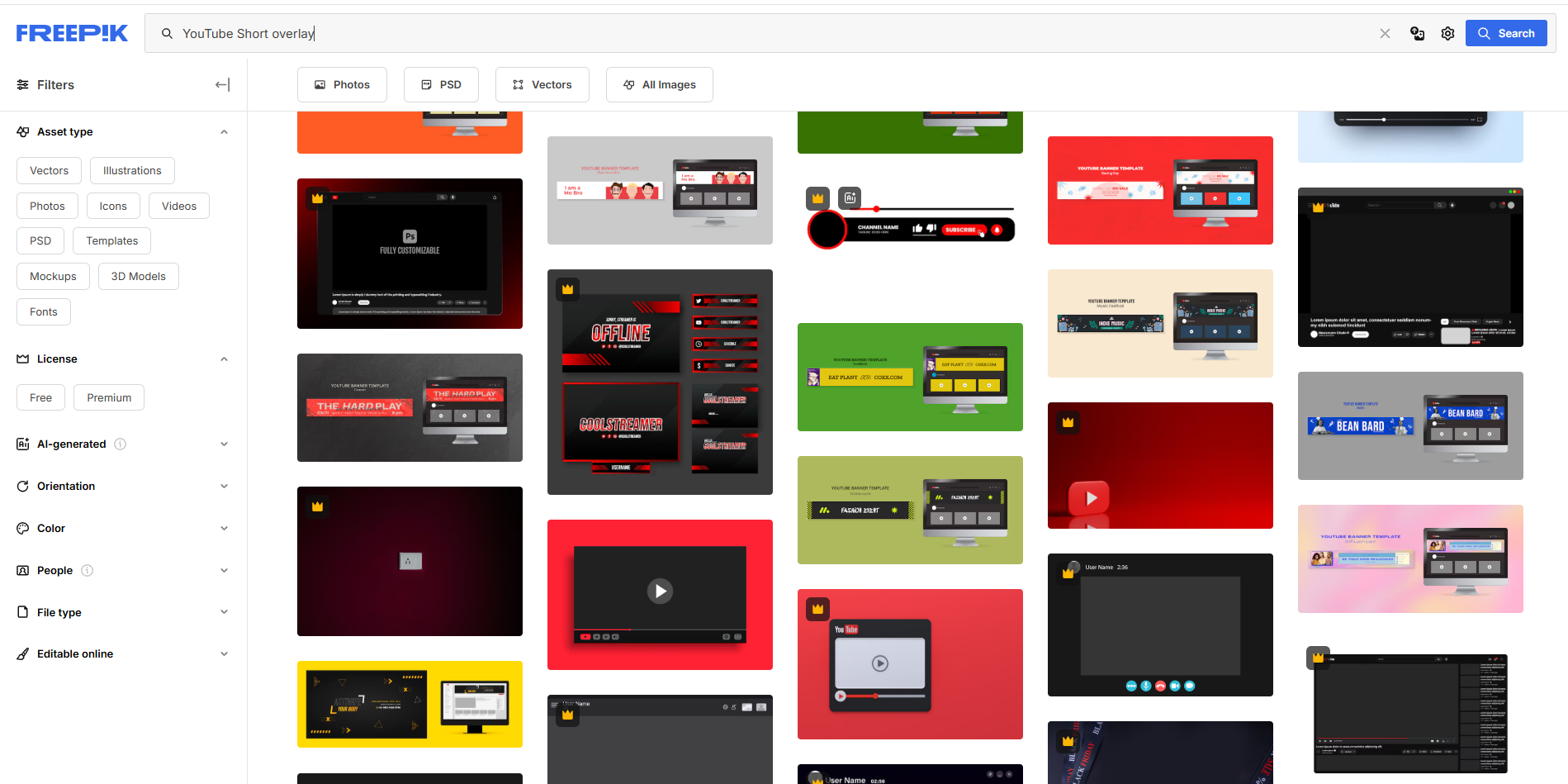 Interface of Freepik - the best resource for YouTube Short overlay