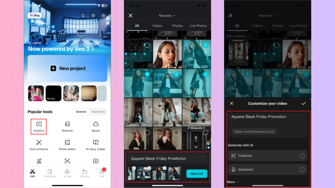 Access AutoCut feature