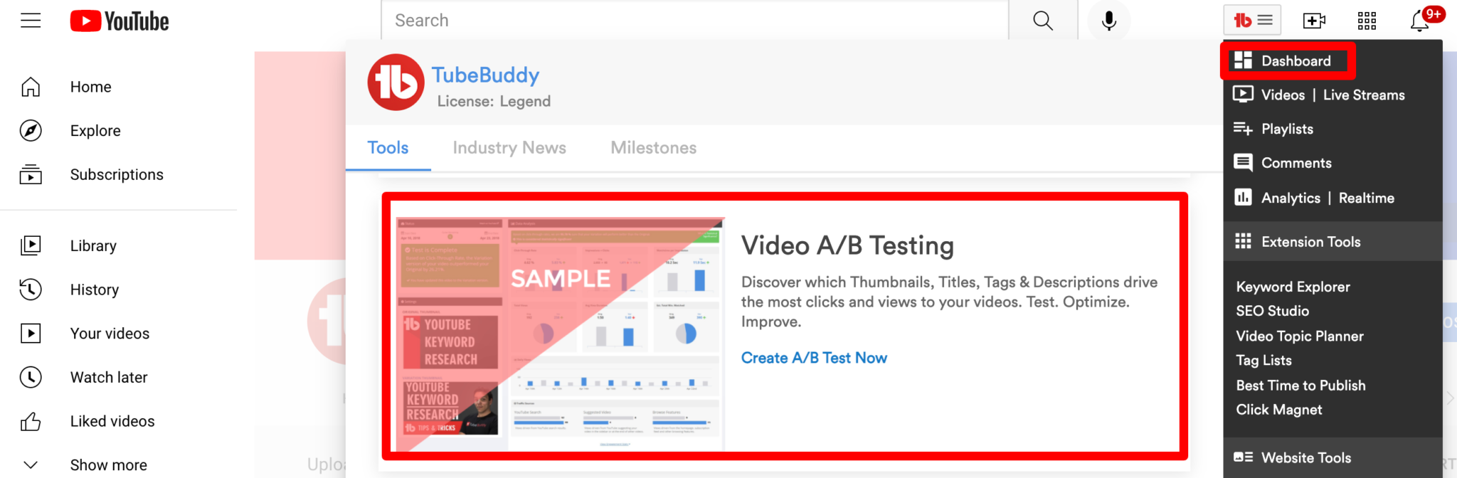 TubeBuddy thumbnail split tester