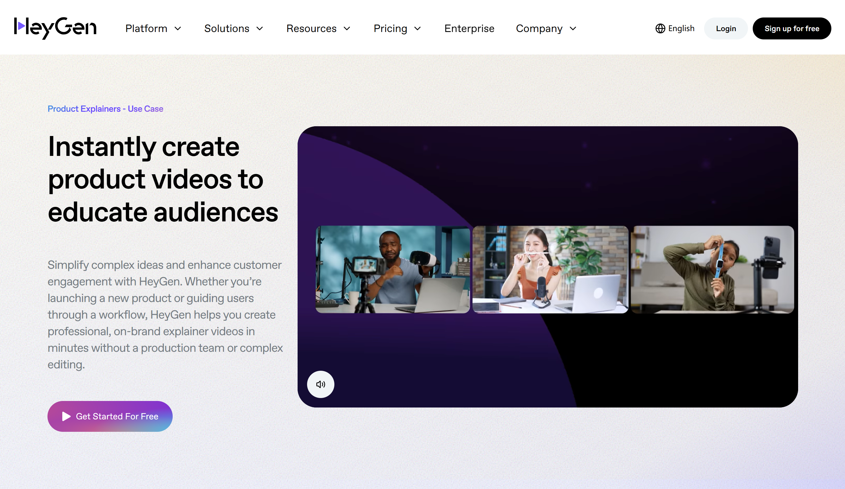 Интерфейс HeyGen — удобный видеоредактор для электронной коммерции.