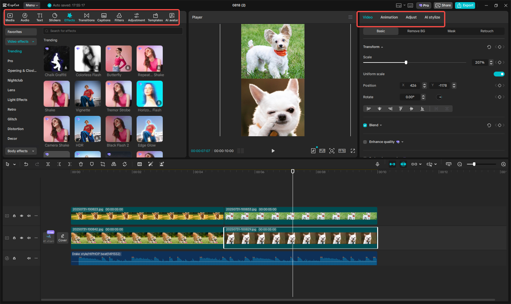 Edit the collage with rich features