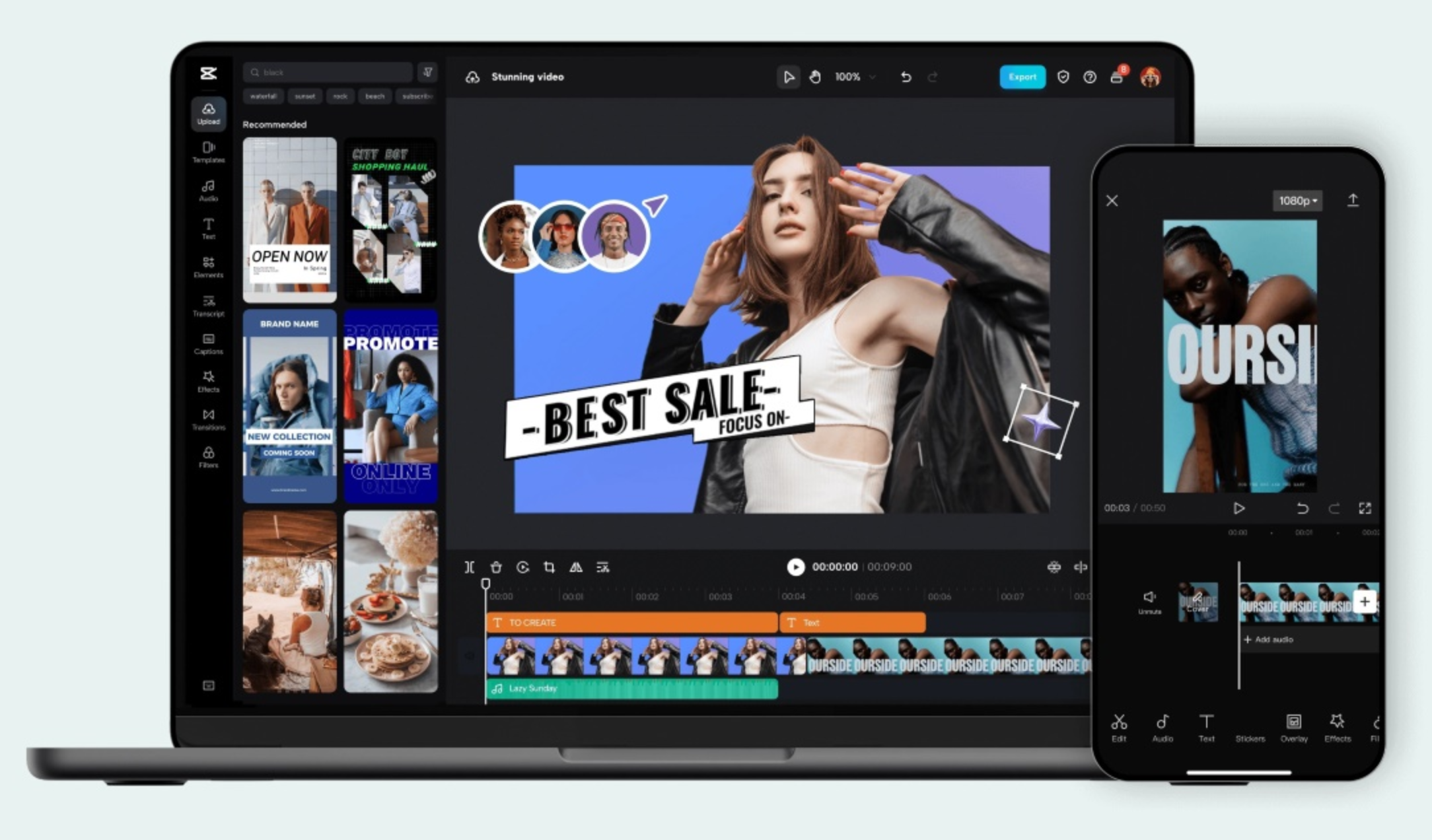 The editor interface of CapCut for beginners