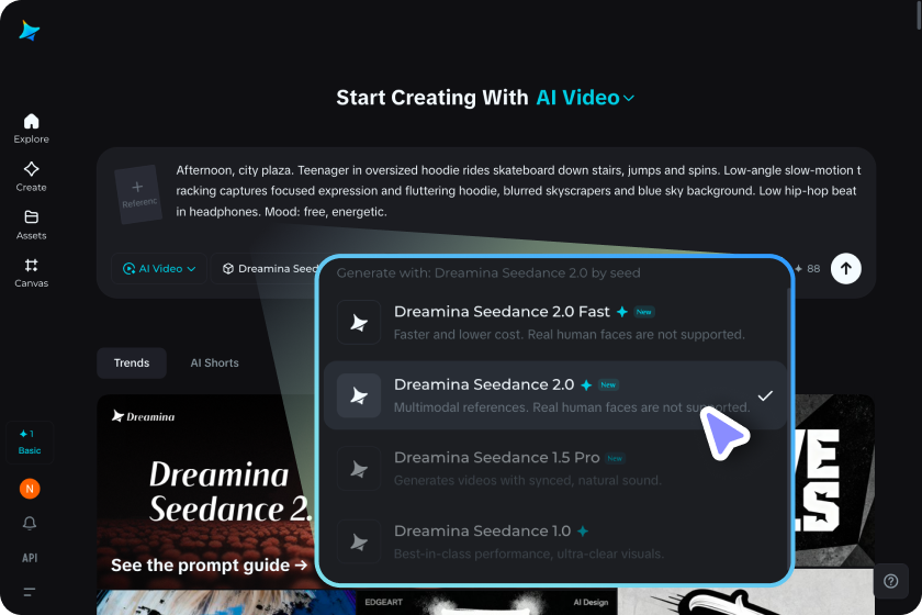 Välj din modell, justera inställningar och generera