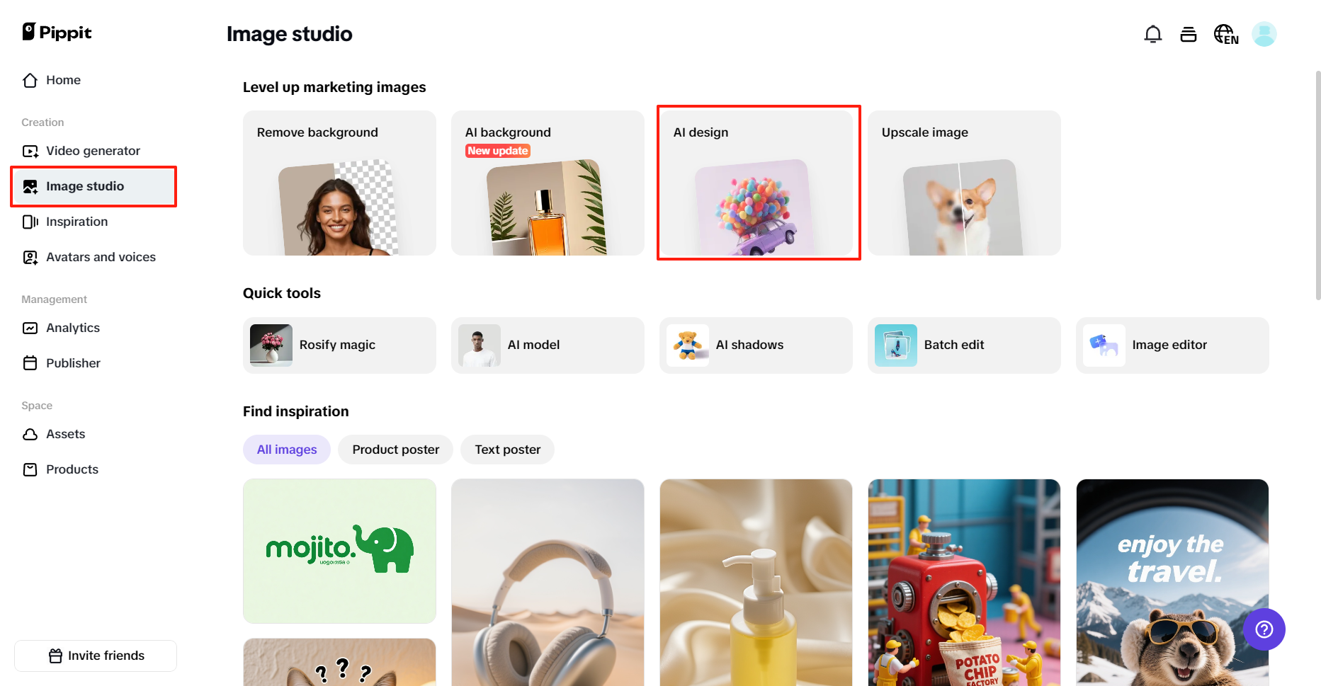 Choose AI design feature