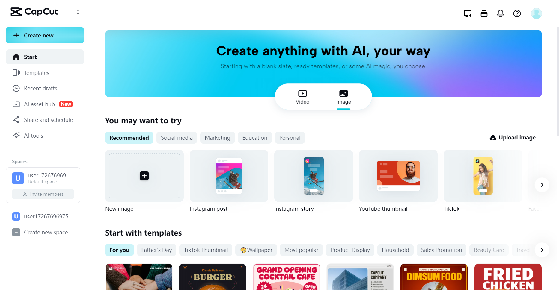 CapCut Web's interface