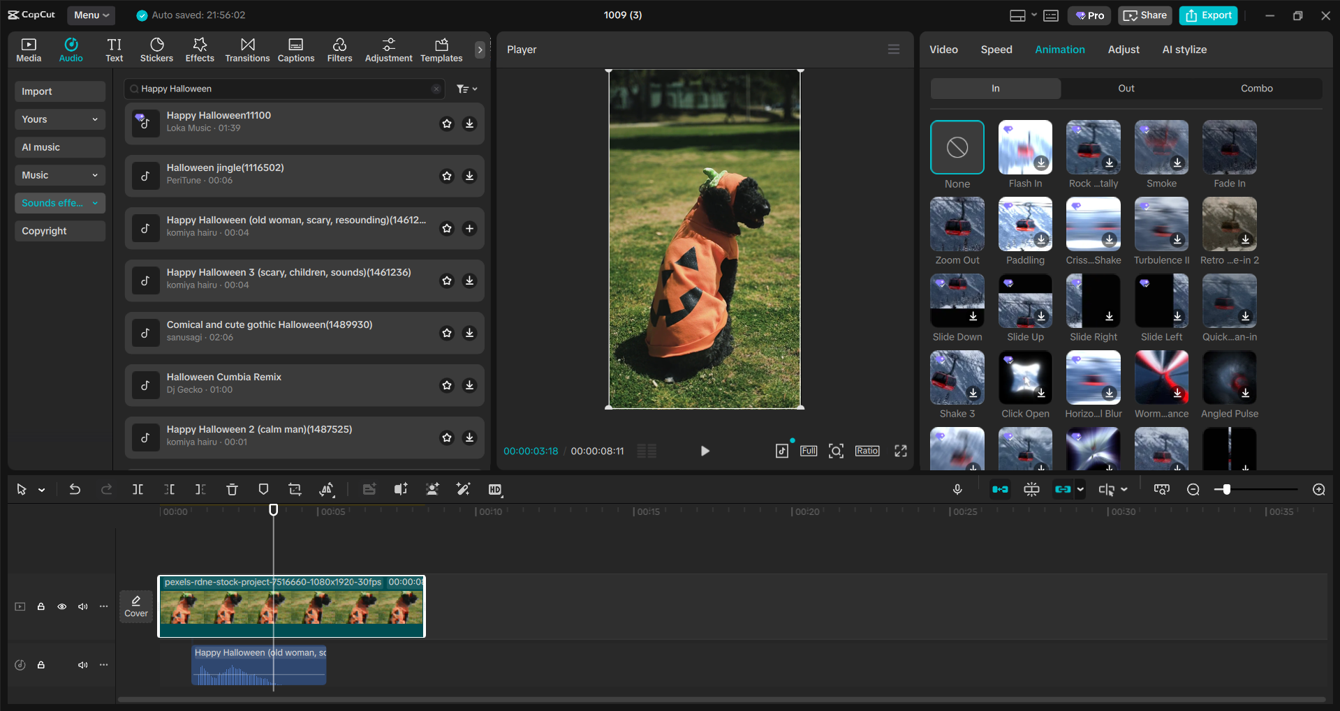 Interface of the CapCut desktop video editor - a quick way to add Halloween sound effects to videos