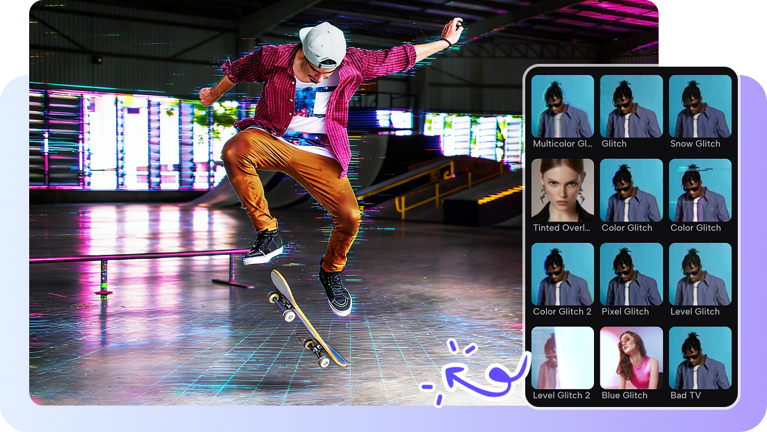 Glitch video effect on Pippit