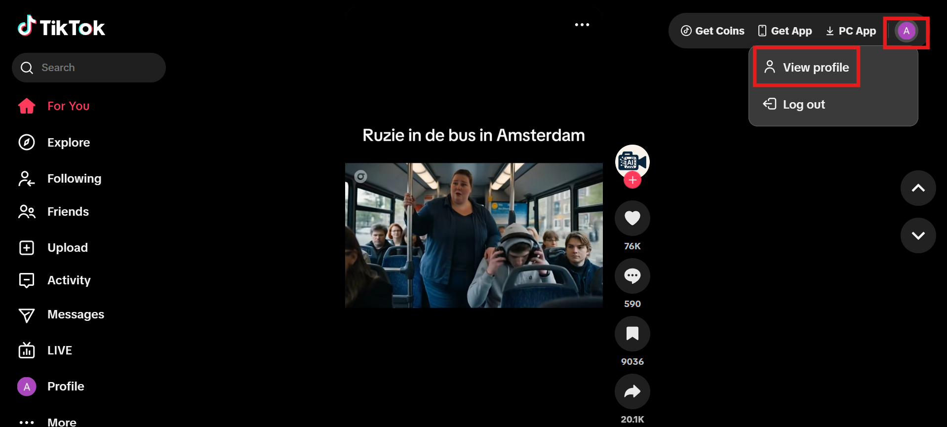 Gehen Sie zu Ihrem Profil.