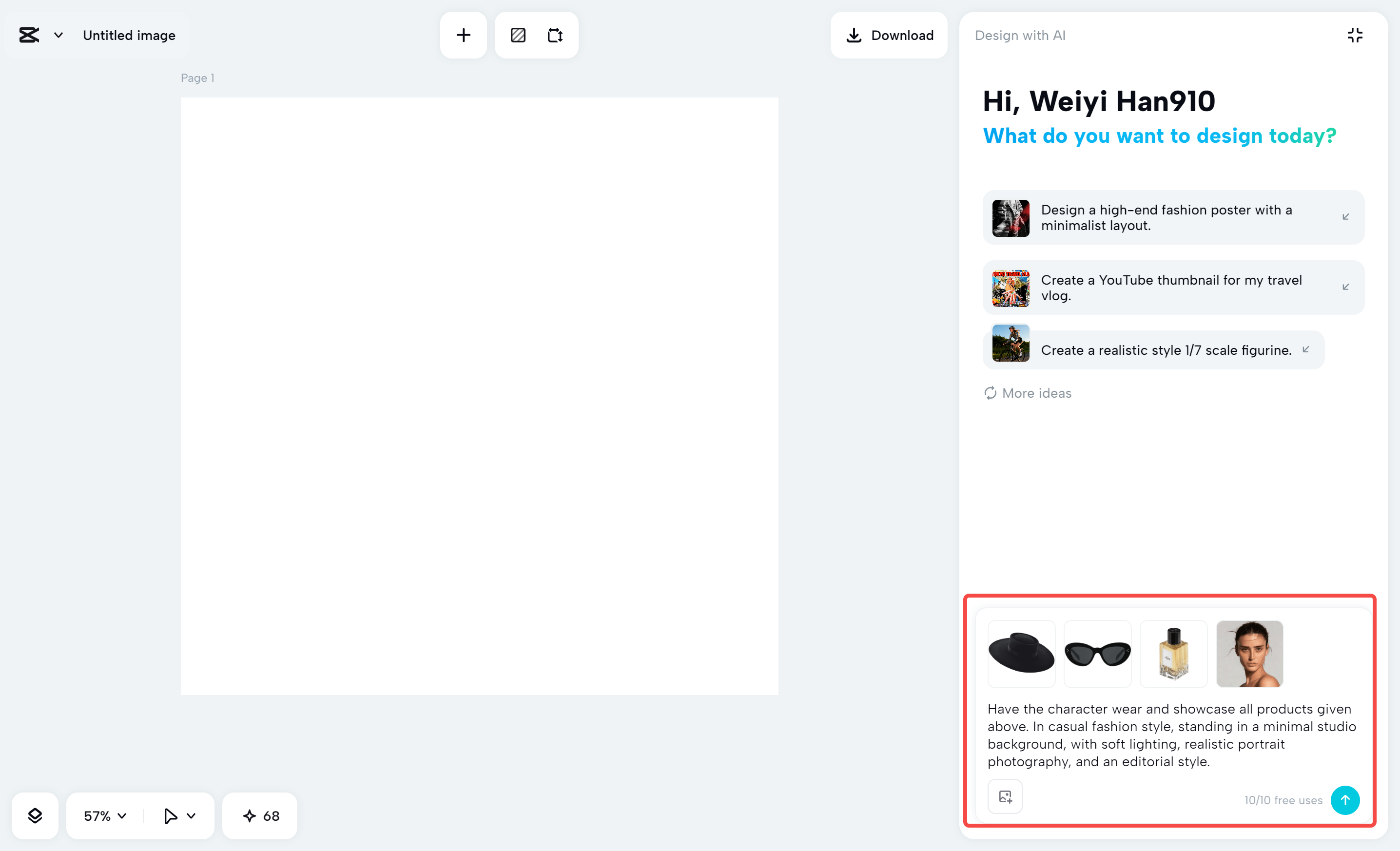 Merging images with AI in the CapCut desktop video editor