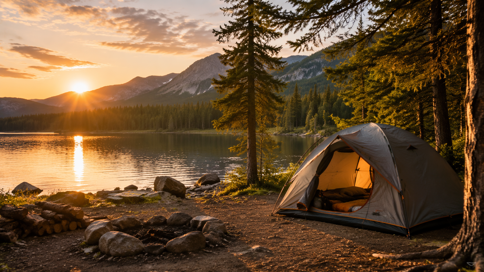 Dreamina Camping AI Prompts prompt example 1: Starlit Tent Campsite