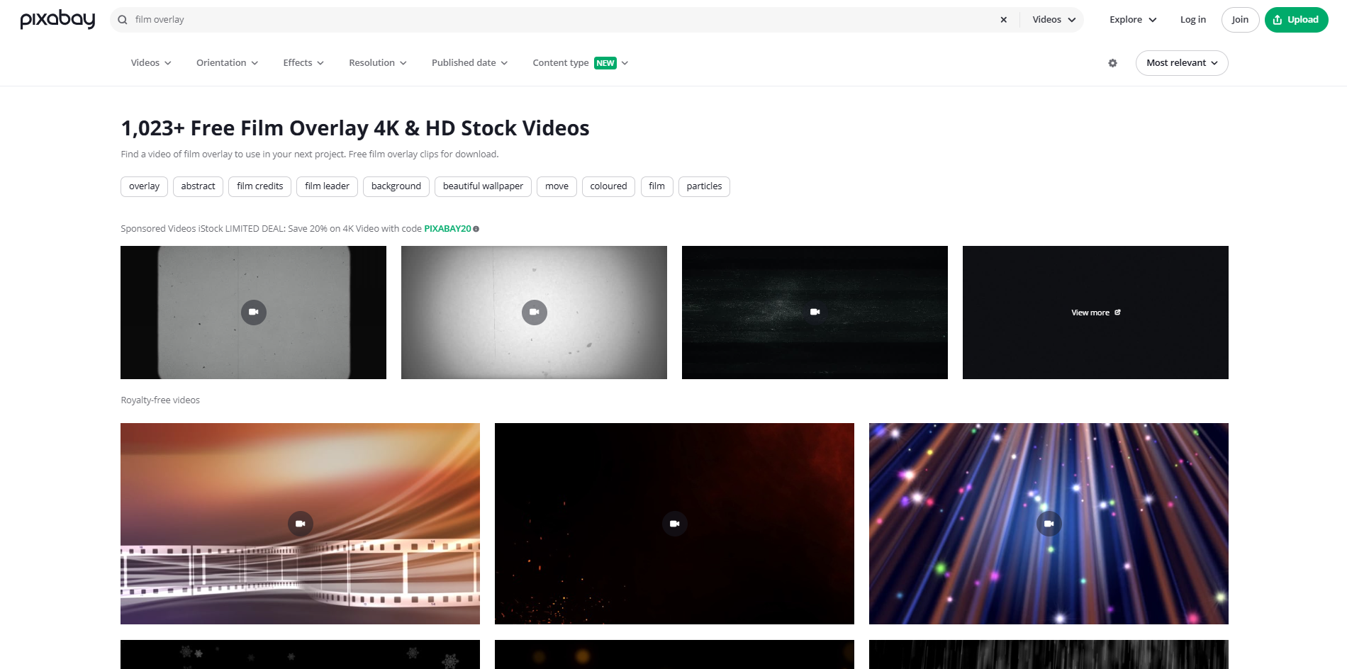Interface of Pixabay - a valuable resource for film scan textures