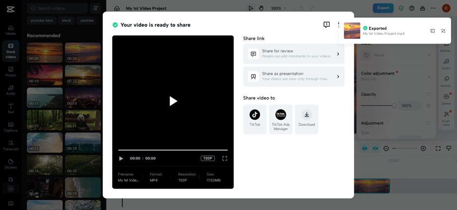 étape 3 : partager la vidéo