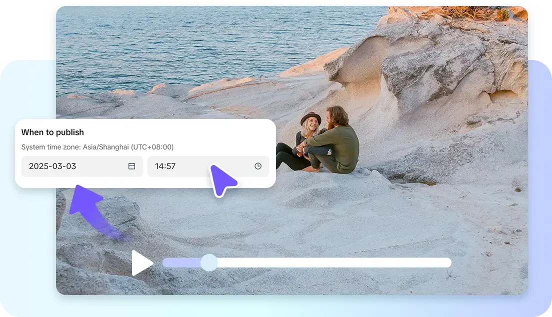 Hình minh họa kiểu ảnh chụp màn hình của trang tải lên web TikTok với nút bật tắt Lịch trình