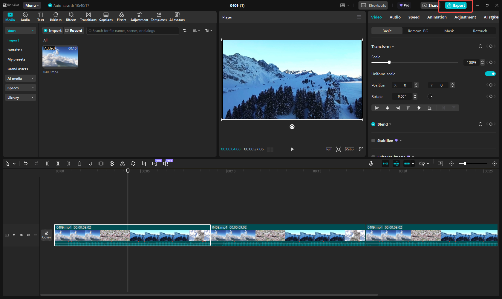 Loop the slideshow in CapCut