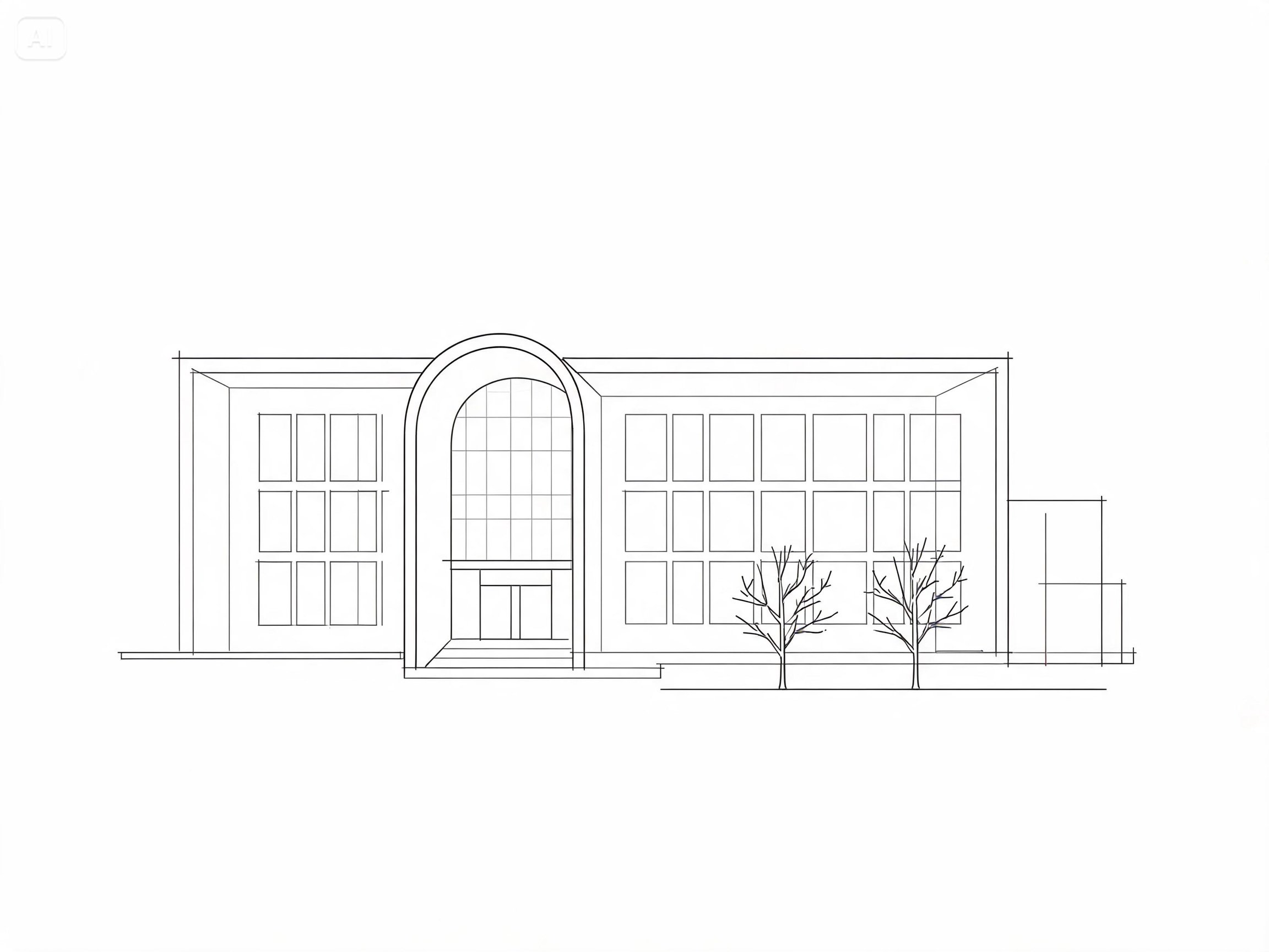 Prompt for an architectural line art scene 