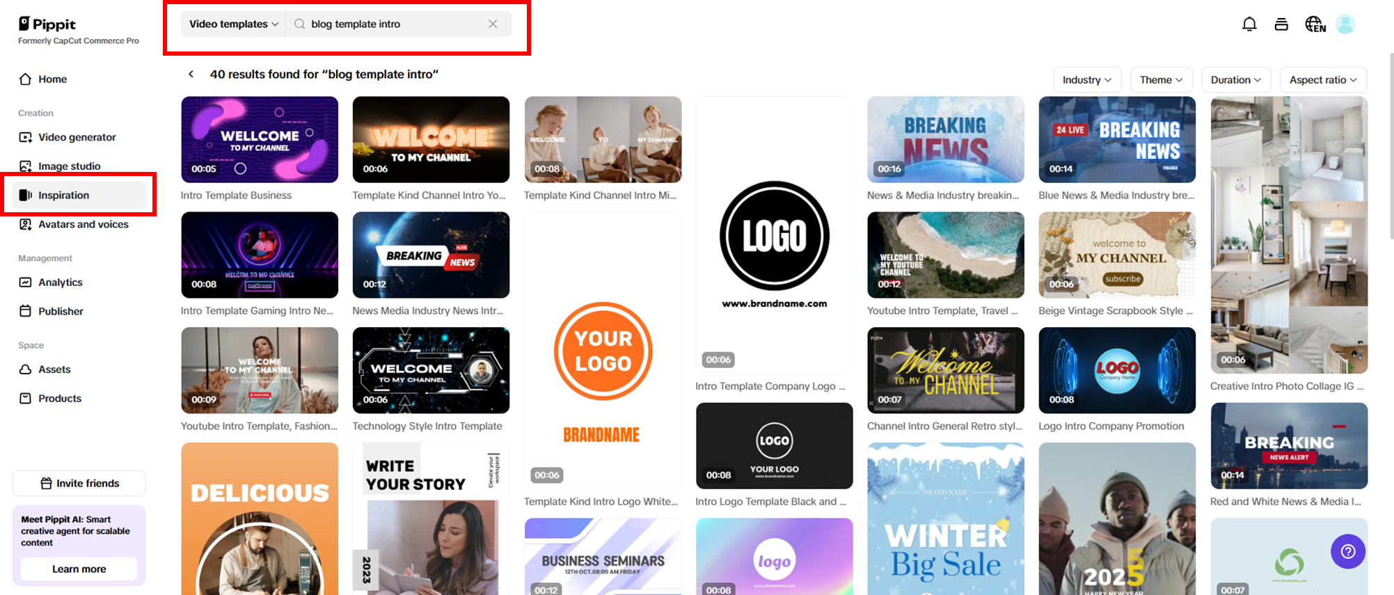 Sign up and access Inspiration