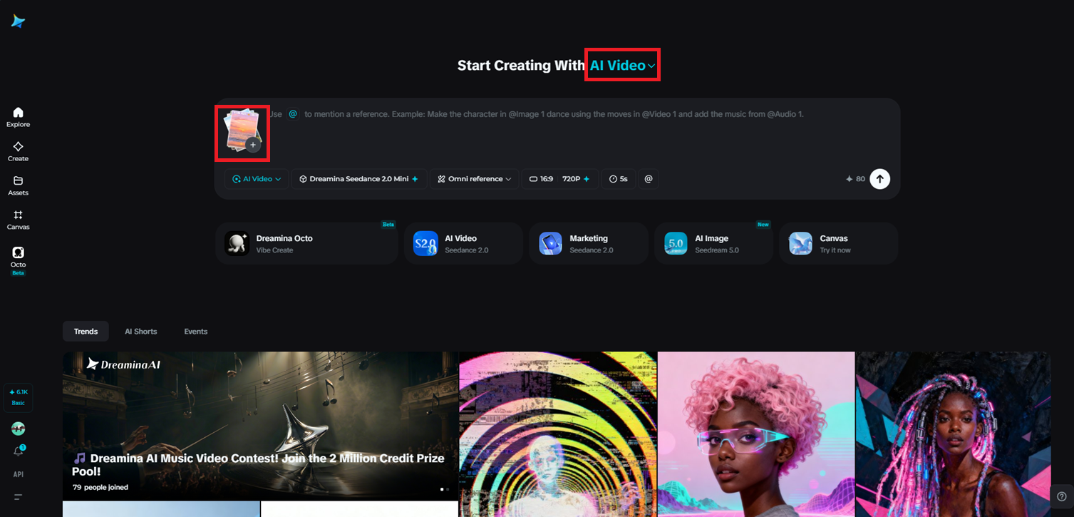 Select AI Video and add your scene references