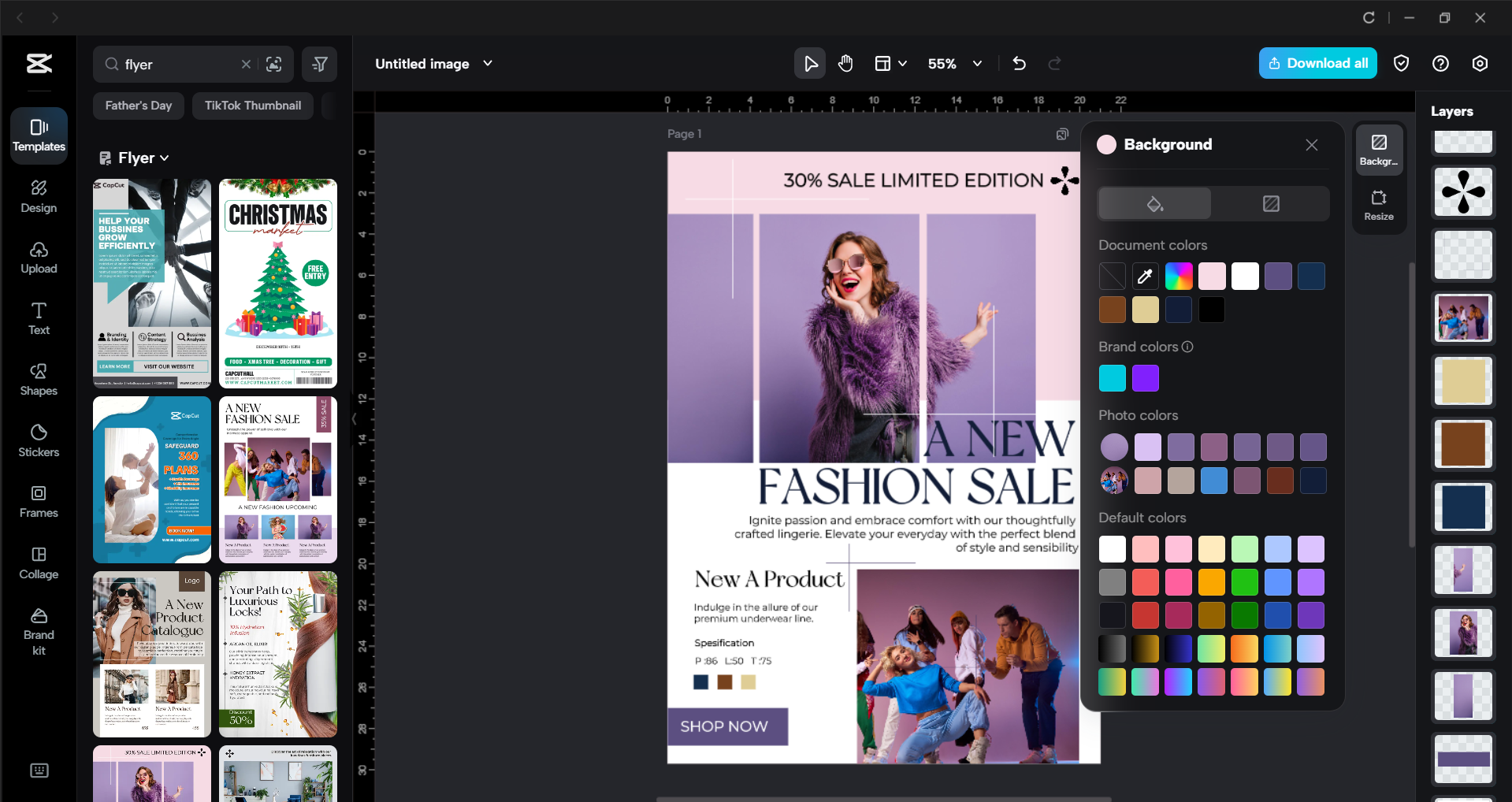 Interface of the CapCut desktop video editor - an easiest way to customize flyer templates