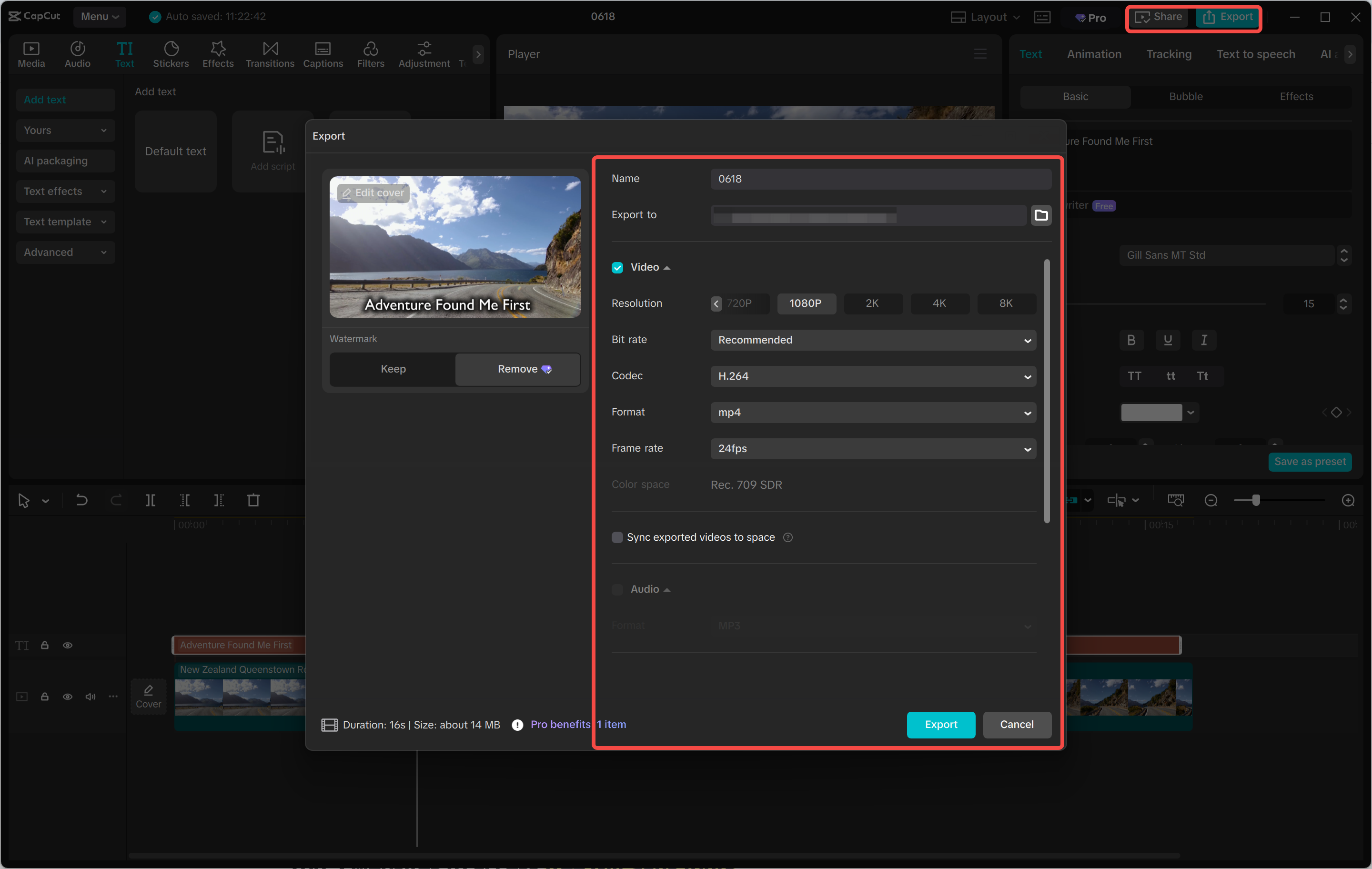 Exporting the final video from the CapCut desktop video editor
