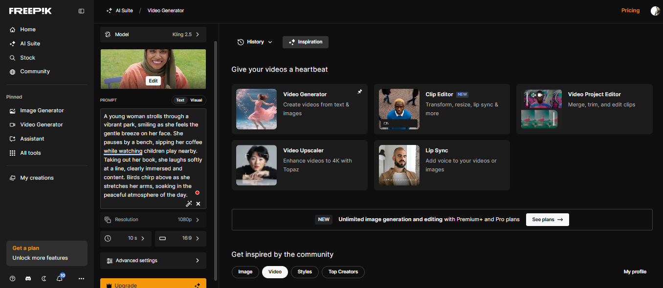 Freepik AI video maker