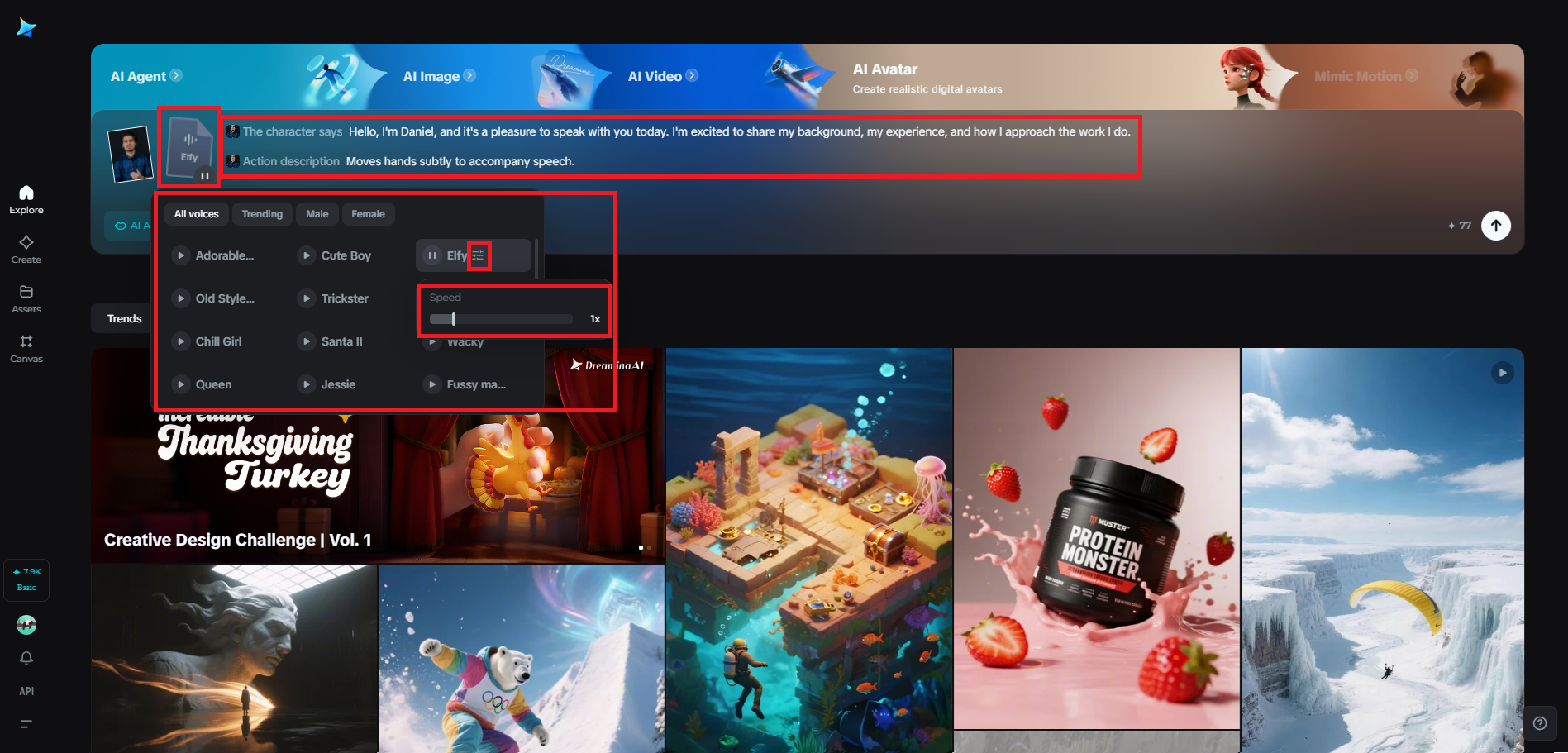 Choose an AI voice or upload your own audio