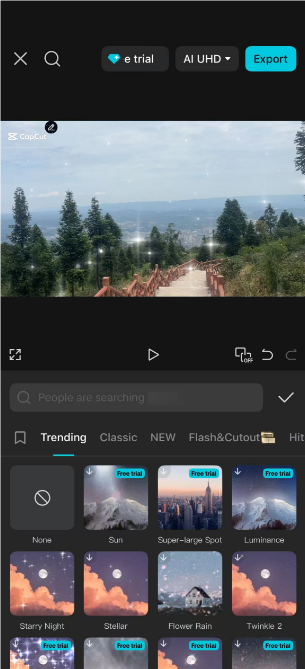 Tambahkan efek video di Aplikasi CapCut