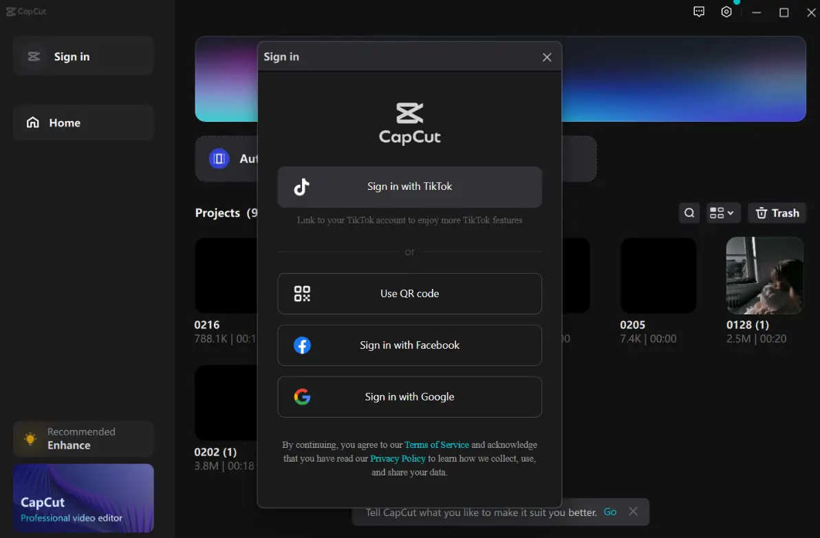 Download and launch CapCut 