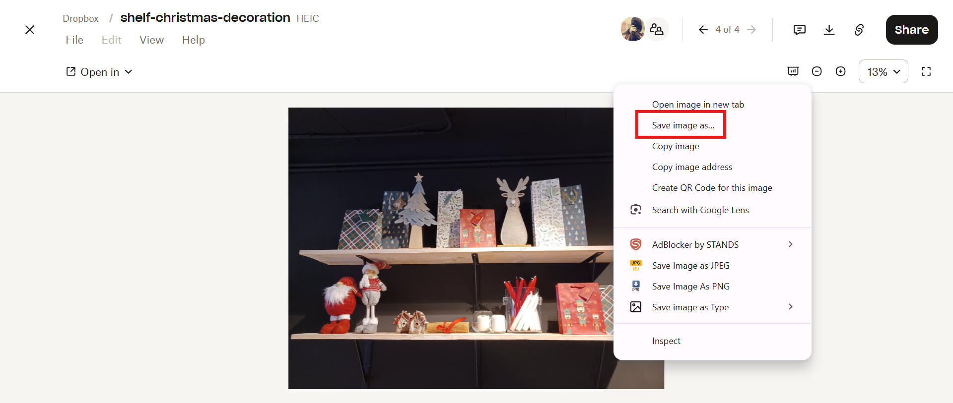 Right-click the image