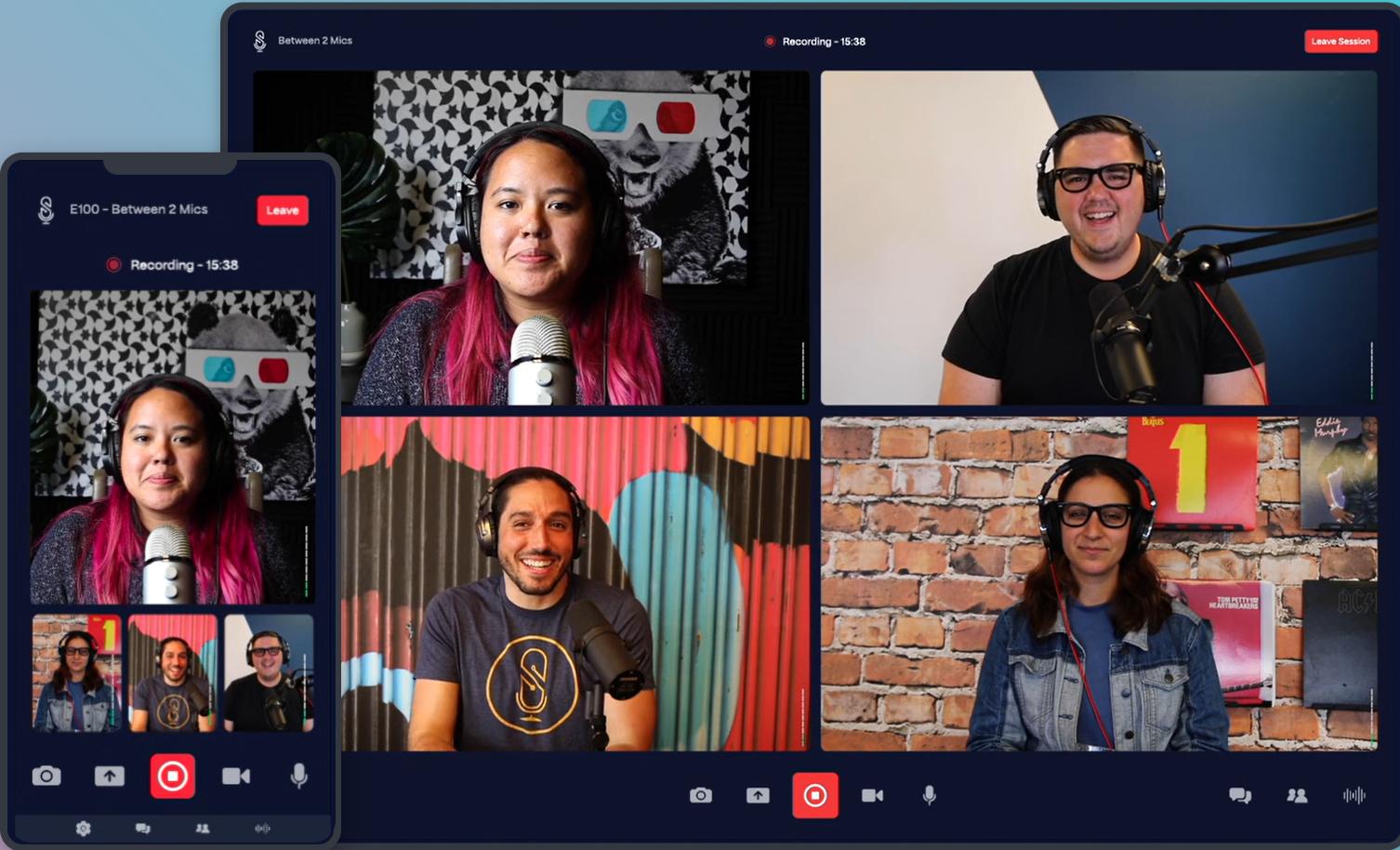 Η διεπαφή του SquadCast - ένα άλλο καλύτερο δωρεάν λογισμικό podcast