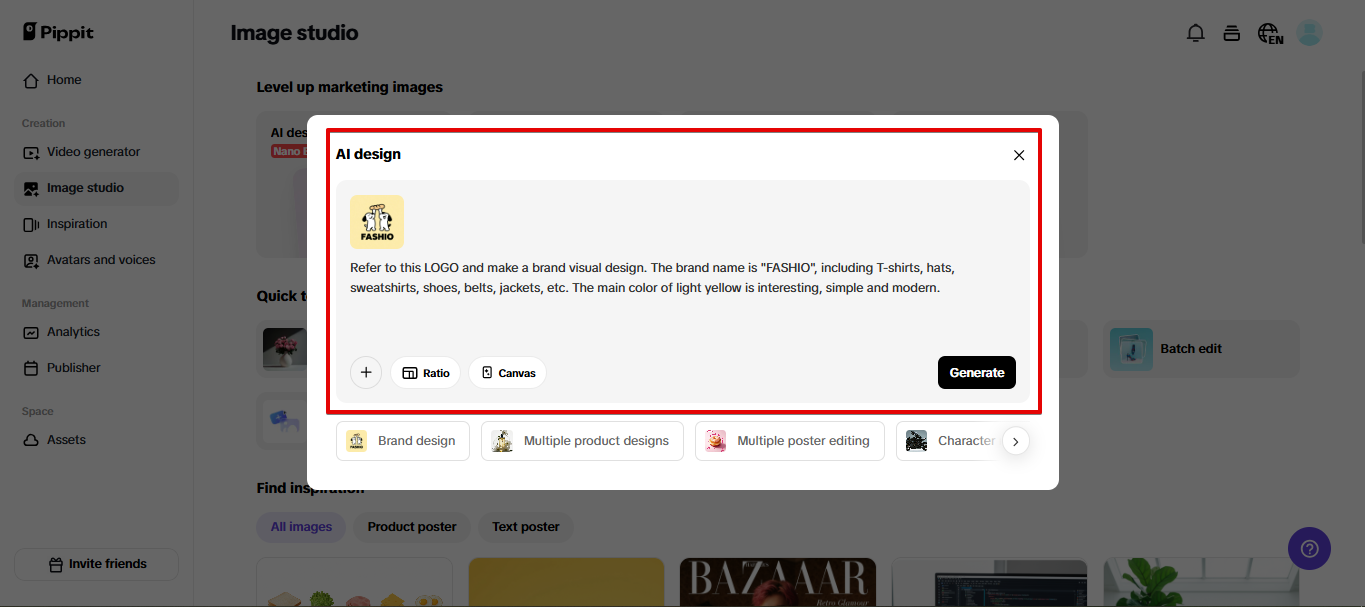 Creando imágenes con la herramienta de diseño de IA