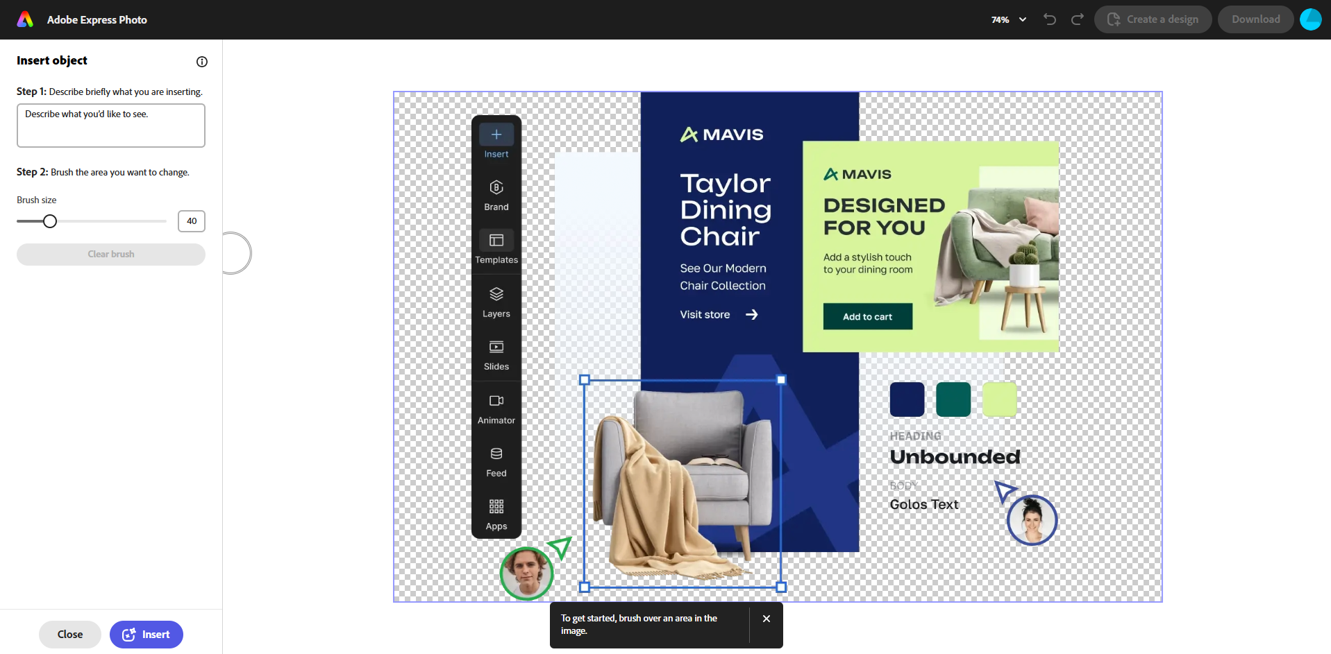 Редактор Adobe Express для банерів веб-сайтів та блогів