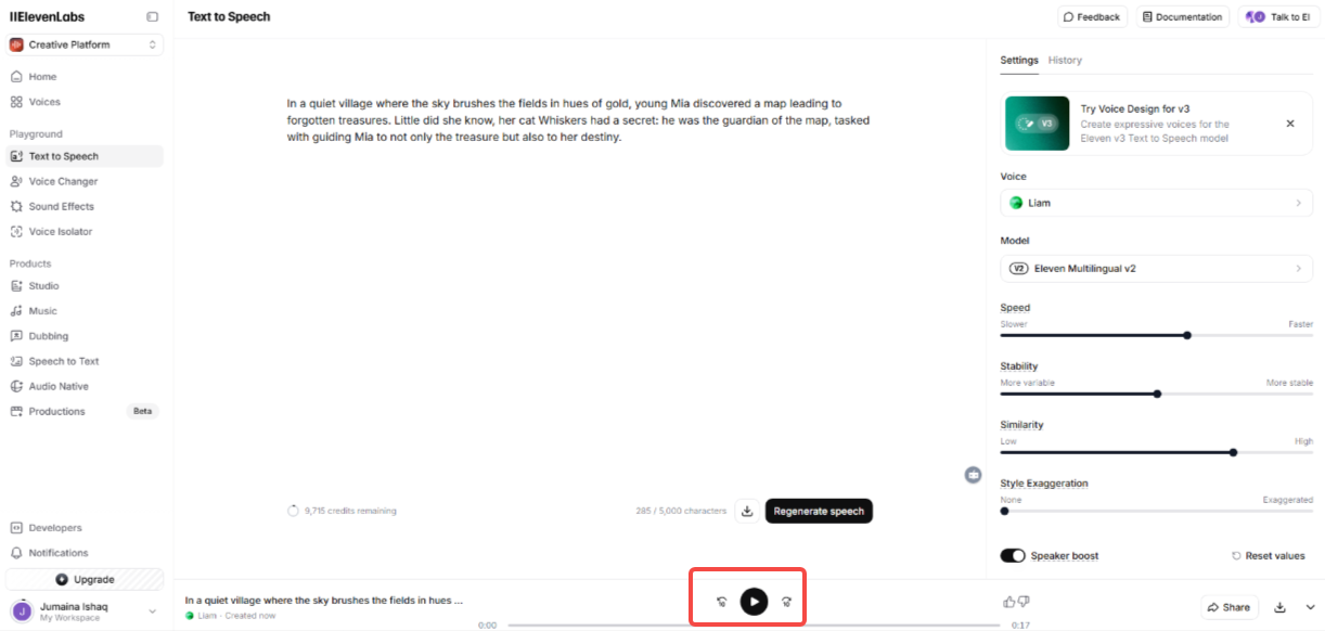 Hasilkan suara AI menggunakan ElevenLabs
