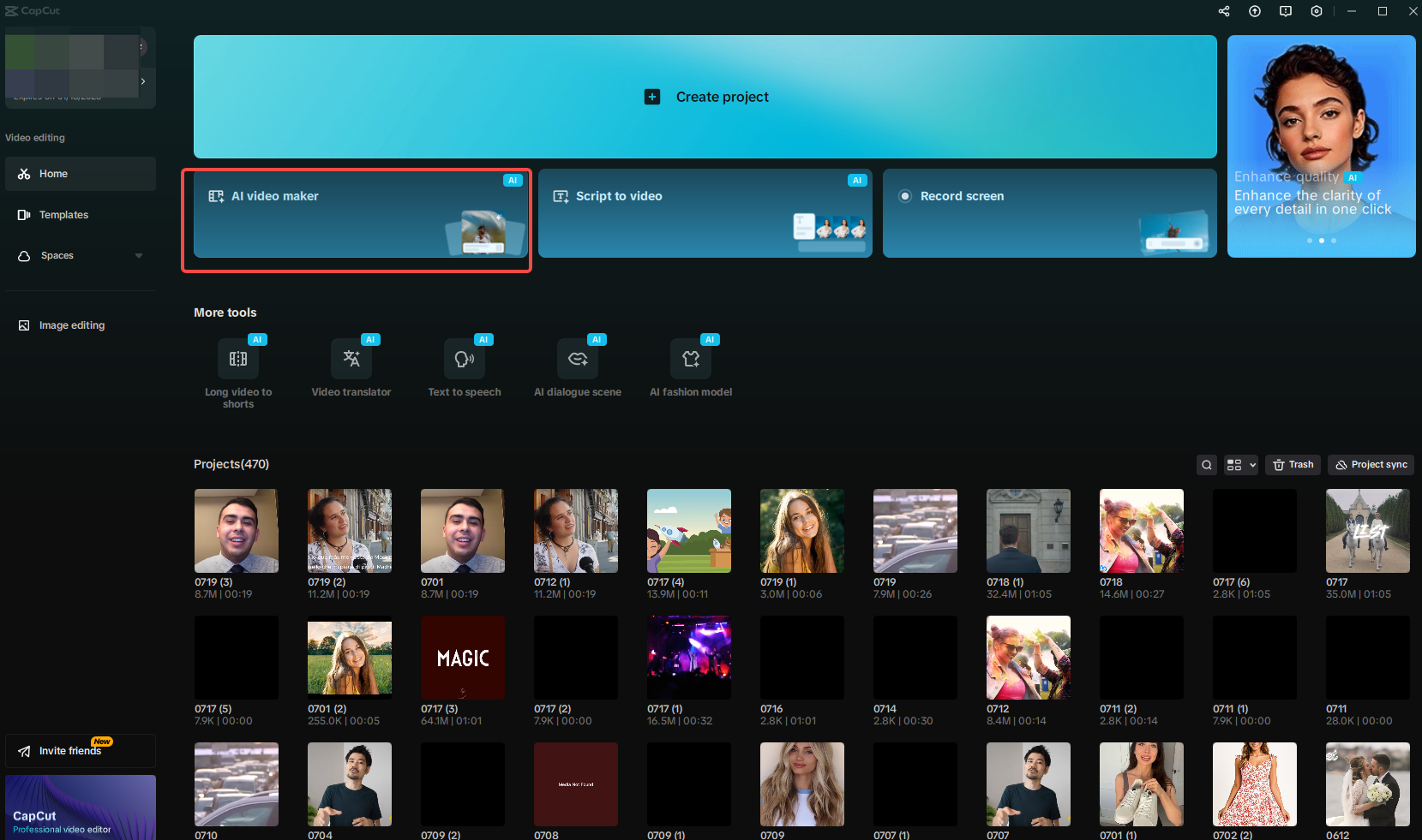 Access the AI video maker in CapCut
