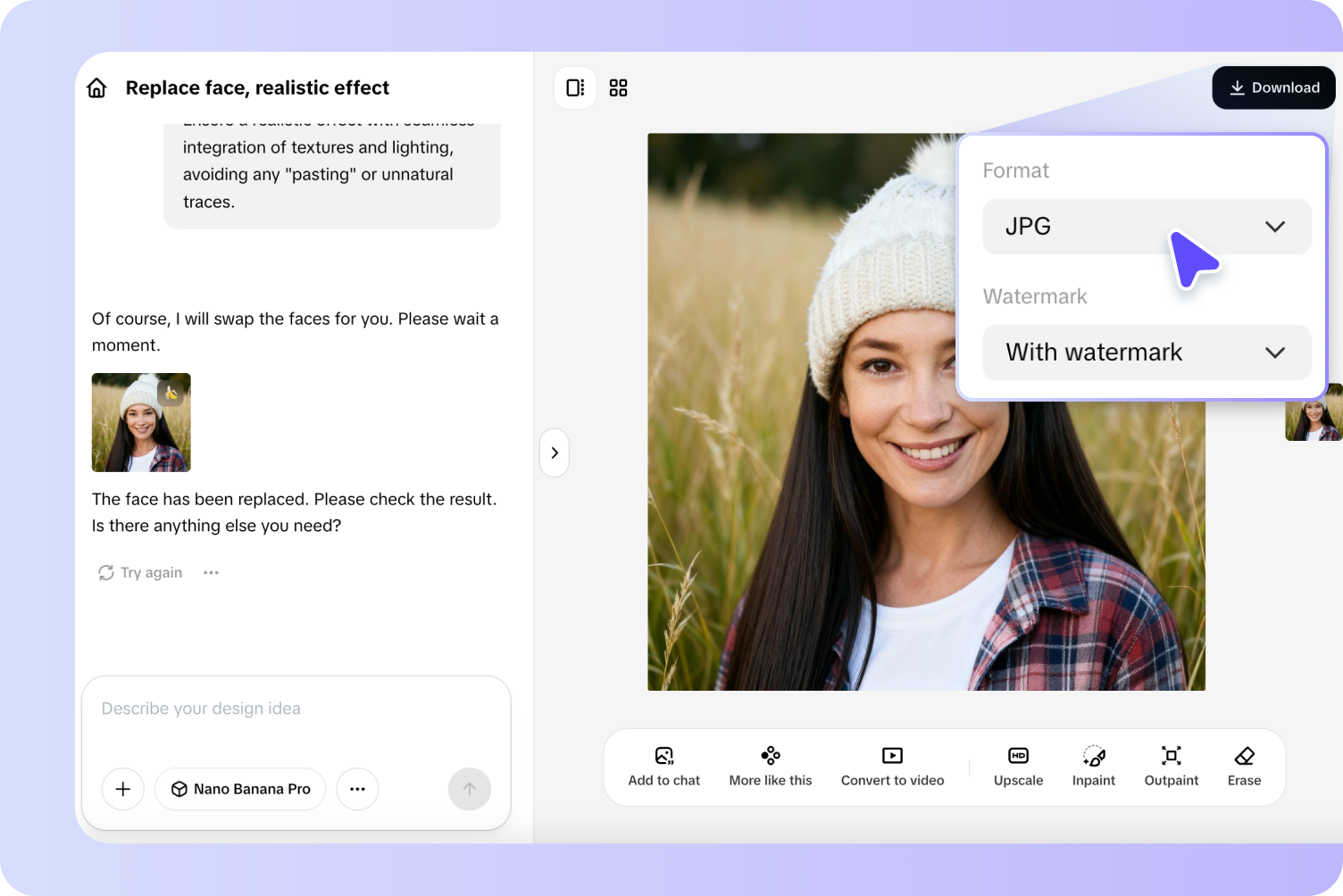 Chỉnh sửa hình ảnh và tải xuống