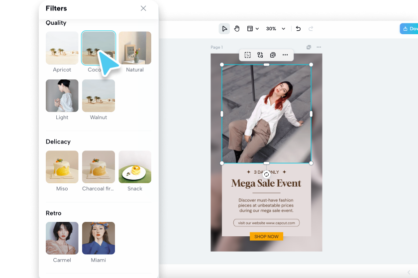 Use Pippit editing tools and customize