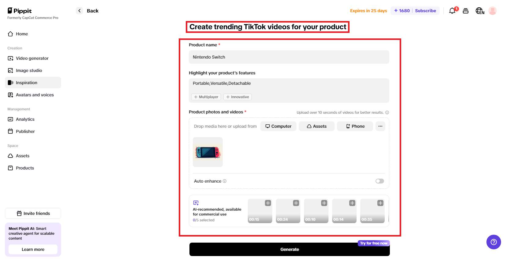 Enter details regarding the product
