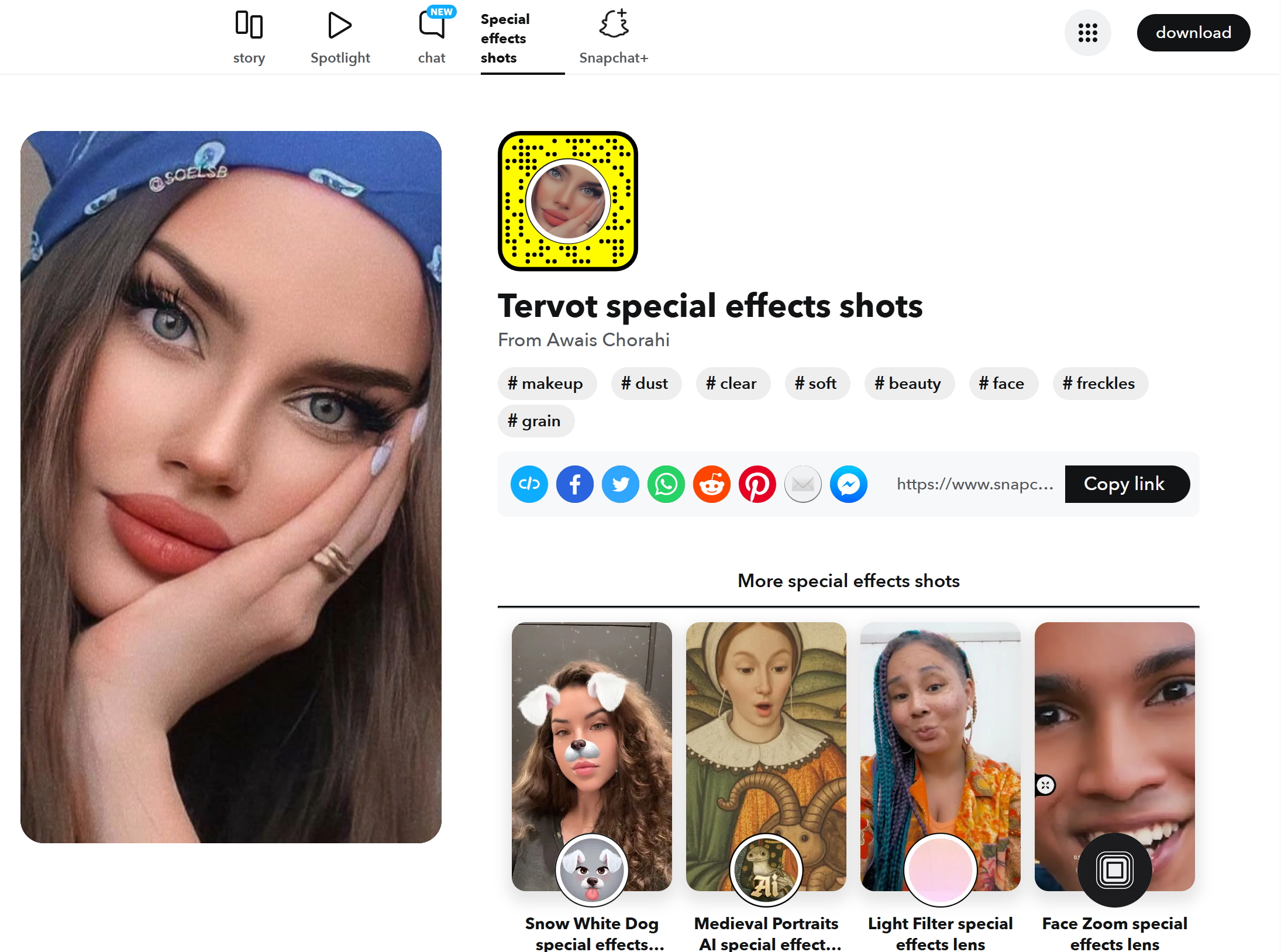 Filtros faciales de Snapchat para descargar: Tervot se apoya