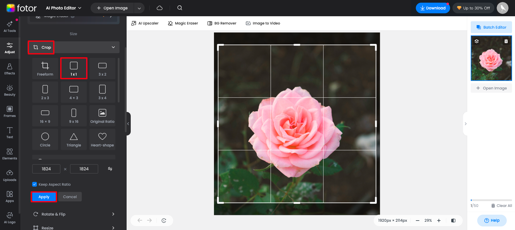 Make image a square with Resize