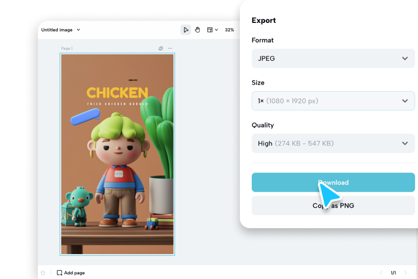 Save, export, and share your 3D logo
