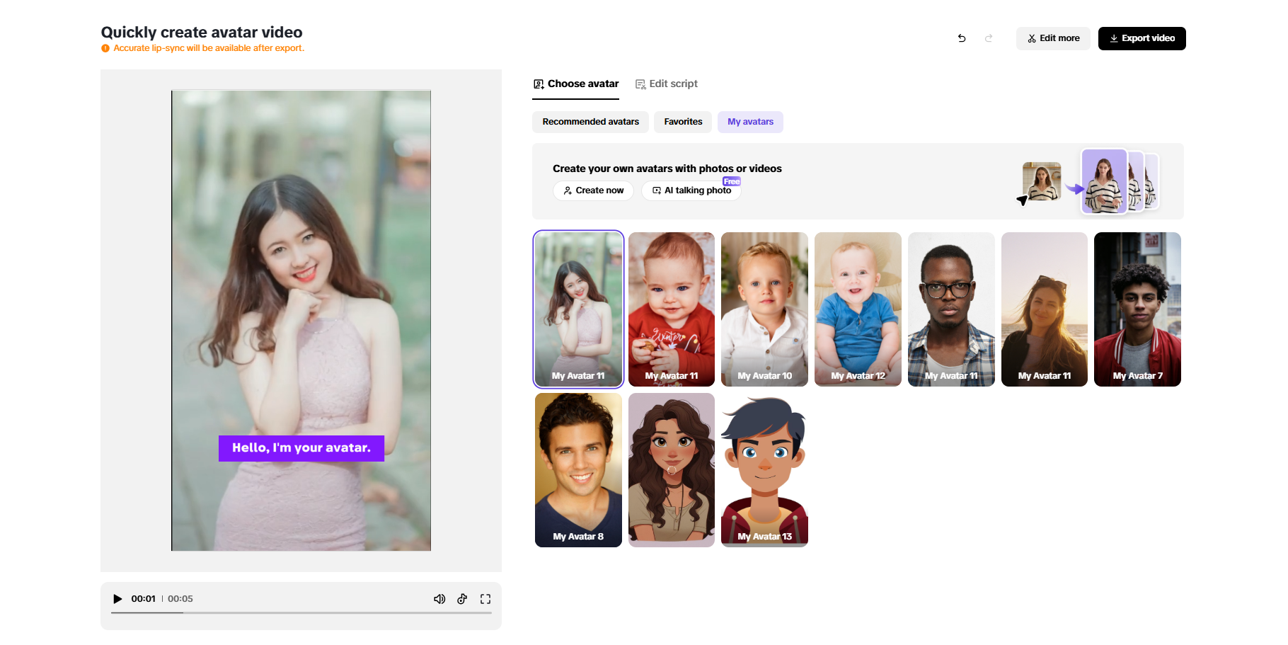 Customizable avatars and voiceover integration