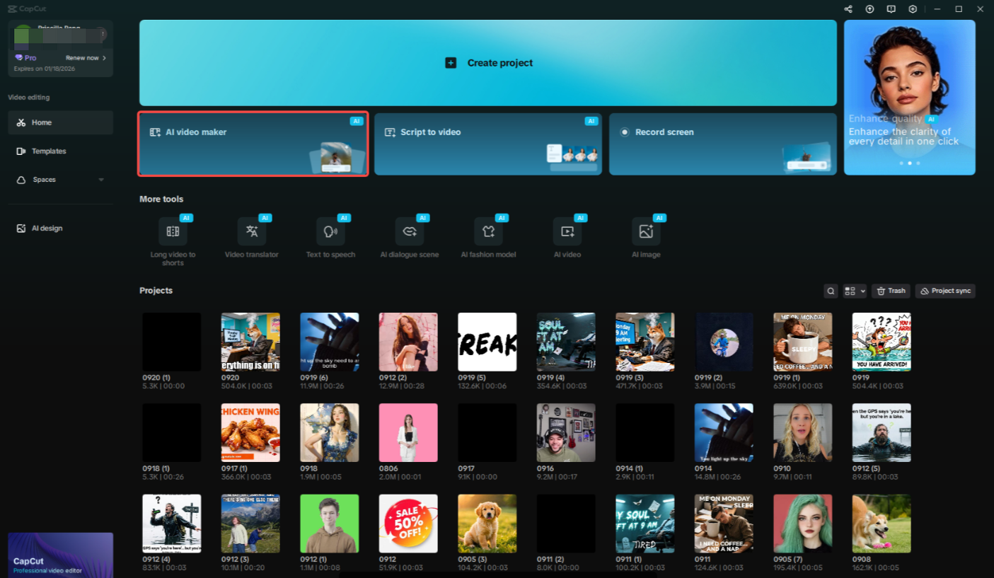 Access the AI video maker