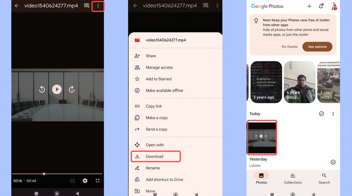 Downloading Zoom recording from shared link on mobile