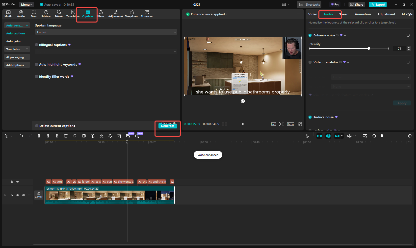 Edit the recording
