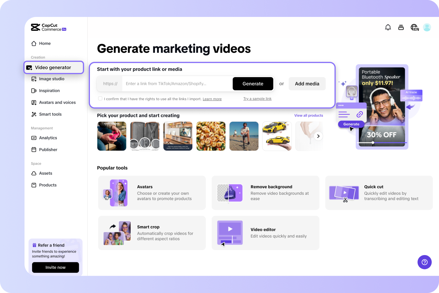 Produktlink hinzufügen oder Medien hochladen