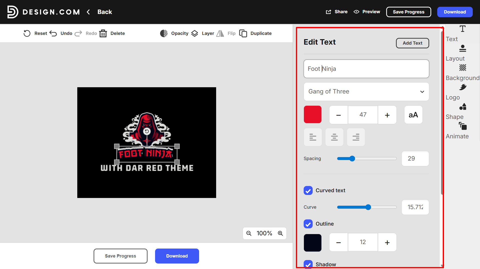 Personnalisation de votre logo avec Design